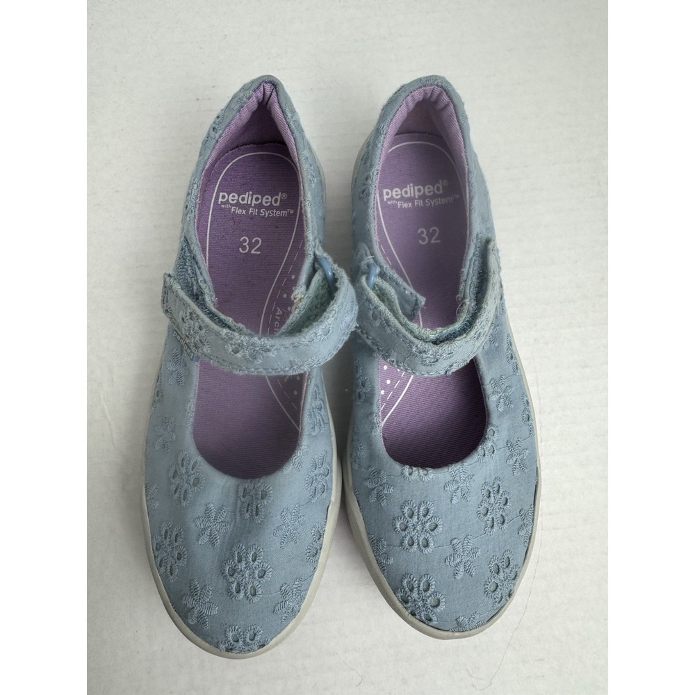 PEDIPED Flex Fit Barbara Eyelet Mary Jane Shoe Blue girls‎ size 1